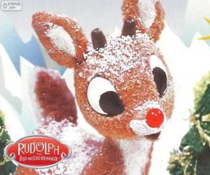 yapboz Rudolph, kırmızı burunlu küçük Ren geyiği